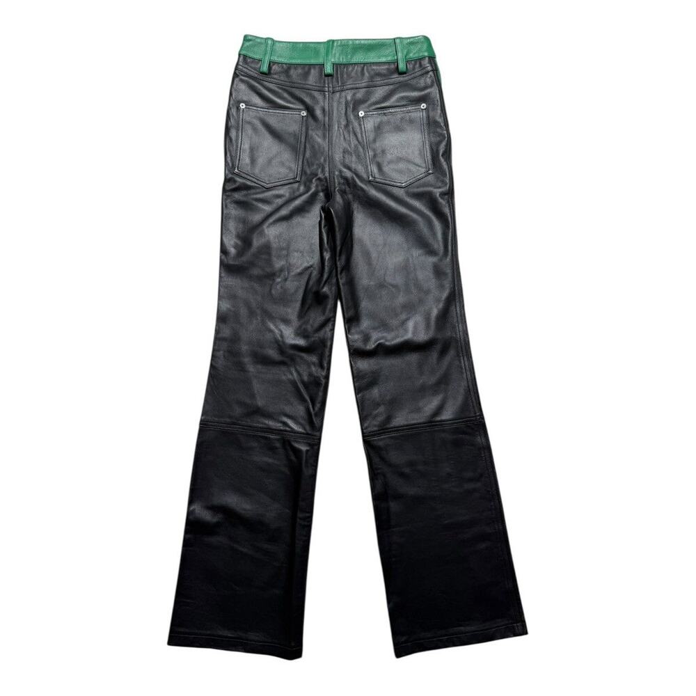 Green and Black Leather-Panel Chinos - Picture 2 of 5